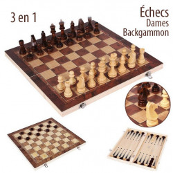 Echiquier 3 en 1 (échecs | dames | backgammon)