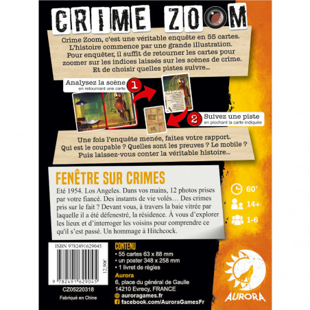 Acheter Crime Zoom - Fenêtre sur Crimes - Aurora - Agorajeux