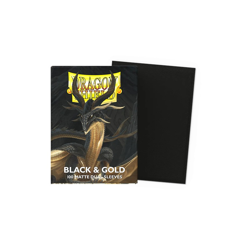 Dragon Shield Standard Dual Sleeves: Black & Gold [Matte] (100 Sleeves)